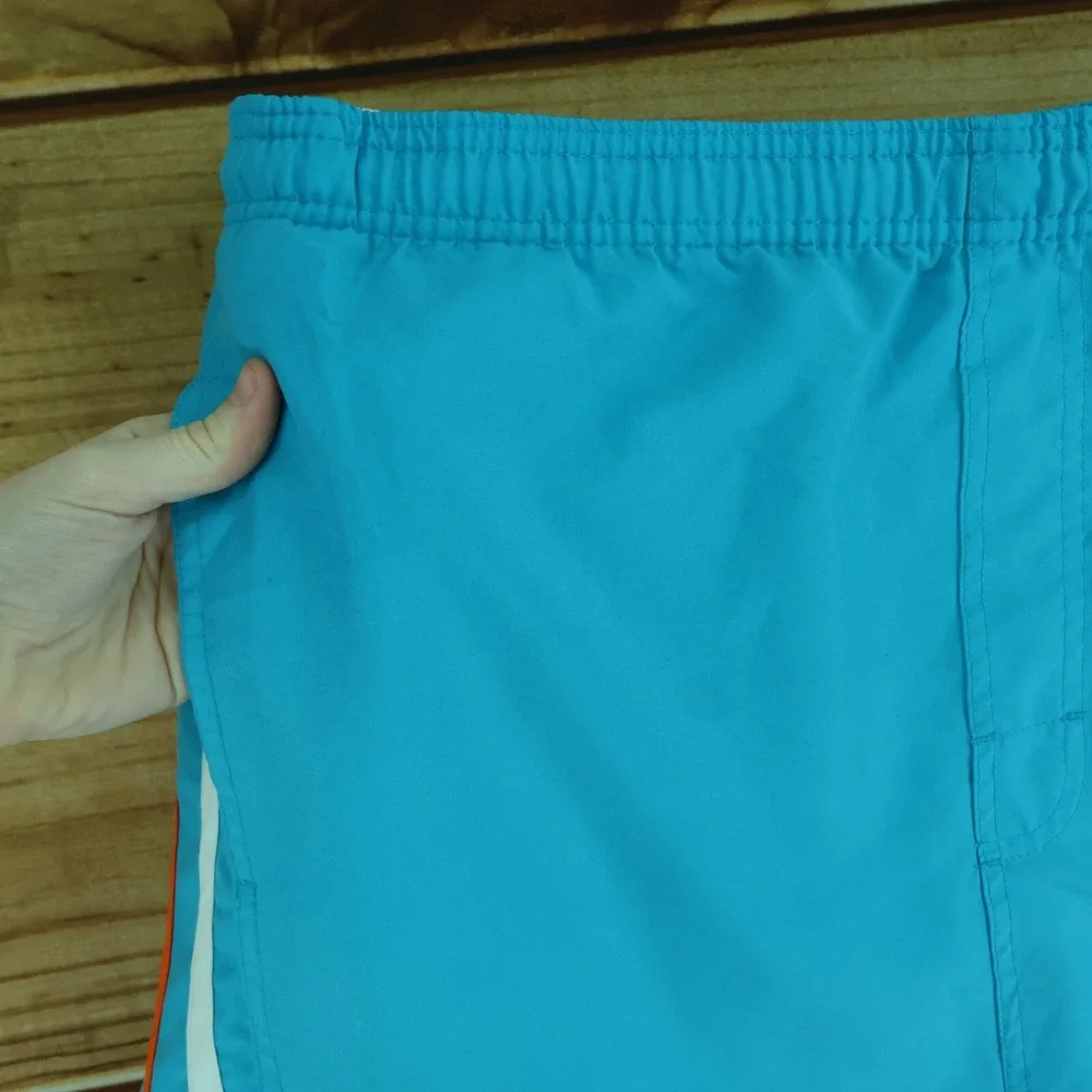 Sand N Sun Swim Trunks w/ Liner Mens L Blue 100% Polyester Pockets Stretch Waist